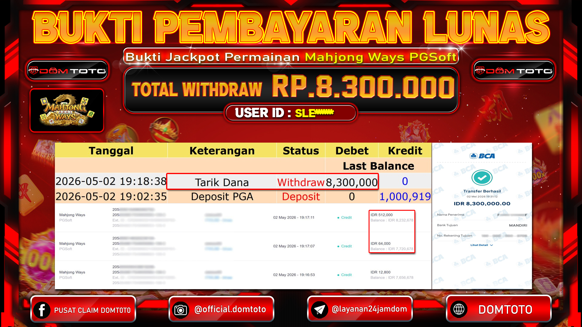 JACKPOT SLOT Mahjong Ways PGSoft 02 MAY 2026